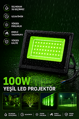100 Watt Dış Mekan Su Geçirmez Led Projektör Yeşil Renk - 1