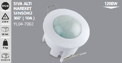 1200W 10A Sıva Altı Hareket Sensörü 360°
