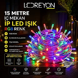 15 Metre RGB İç Mekan İp LED Işık | Animasyonlu ve Sabit Mod | Fişli