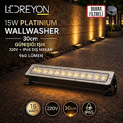 30 Cm 15W Platinium Wallwasher IP65 Dış Mekan Buhar Filtreli Dış Mekan Duvar Aydınlatma Armatürü