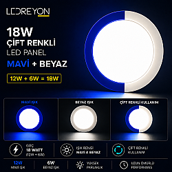 18W Çift Renkli Sıva Altı Yuvarlak Led Panel