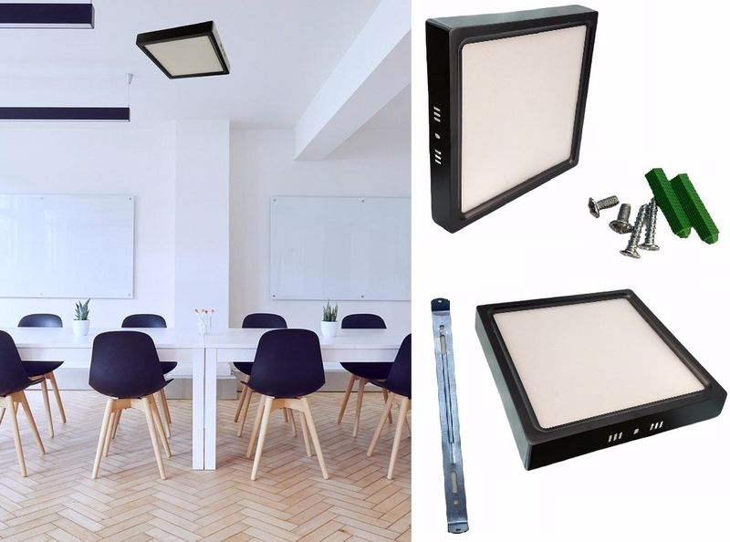 18W Sıva Üstü Kare Led Panel Siyah Kasa Beyaz Işık - Thumbnail
