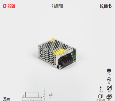 2 Amper 25W Slim Kasa Şerit Led Trafosu