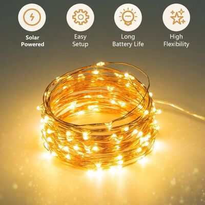 20 Metre Güneş Enerjili Solar Peri İp Led Işık Dış Mekan Bahçe Aydınlatma - 7