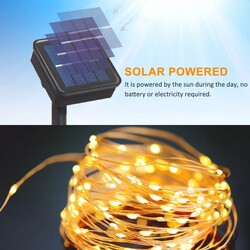 20 Metre Güneş Enerjili Solar Peri İp Led Işık Dış Mekan Bahçe Aydınlatma - 2