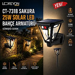 25W Güneş Enerjili Bahçe Aydınlatma Solar Led Bahçe Armatürü Lamba Dış Mekan Işık - 2