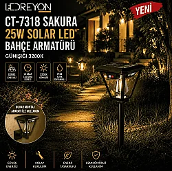 25W Güneş Enerjili Bahçe Aydınlatma Solar Led Bahçe Armatürü Lamba Dış Mekan Işık