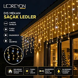 2x1 ip65 Dış Mekan Saçak Led İp Perde Led Yılbaşı Süs