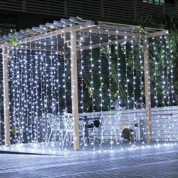 2x3 Metre Led Perde Led Işık Sarkıt Led Aydınlatma - Eklenemez - Sabit Beyaz Işık - Thumbnail
