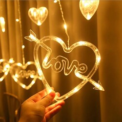 3 Metre Kalpli Saçak Led Dekoratif Kalp Led Işık Yılbaşı Süs Aydınlatma - Thumbnail