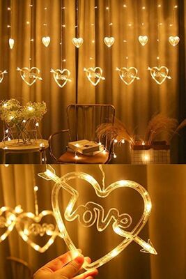 2 Metre Kalpli Saçak Led Dekoratif Kalp Led Işık Sevgililer Günü Süs Aydınlatma