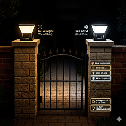 30W Güneş Enerjili 3 Renk Fonksiyonlu Bahçe Aydınlatma Dış Mekan Aydınlatması Solar Bahçe Armatür Küp - 2