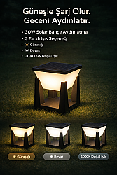 30W Güneş Enerjili 3 Renk Fonksiyonlu Bahçe Aydınlatma Dış Mekan Aydınlatması Solar Bahçe Armatür Küp
