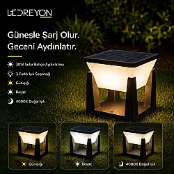 30W Güneş Enerjili 3 Renk Fonksiyonlu Bahçe Aydınlatma Dış Mekan Aydınlatması Solar Bahçe Armatür Küp