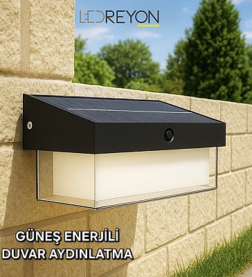 30W Güneş Enerjili Bahçe Duvar Aplik Solar Bahçe Aydınlatması 3 Renk Fonksiyonu - 1