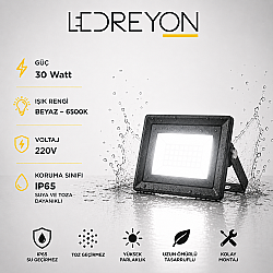 30W Ultra Slim Led Projektör 6500K