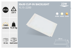 30x30 20W Slim Kasa Clipin Asma Tavan Led Panel - Thumbnail