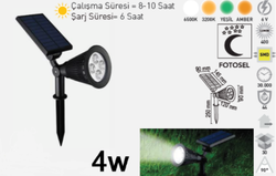 7W Güneş Enerjili Solar Çim Bahçe Aydınlatma Led Işıklı Çim Kazığı - Thumbnail