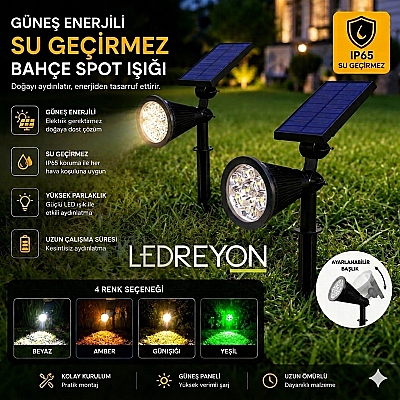 7W Güneş Enerjili Solar Çim Bahçe Aydınlatma Led Işıklı Çim Kazığı - 1