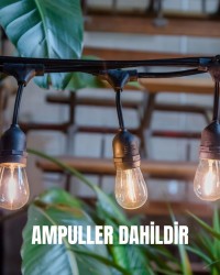 5 Metre 10 Ampullü IP65 Su Geçirmez Eklenebilir Dış Mekan Bahçe Aydınlatma Zinciri E27 Ampuller Dahildir - 4