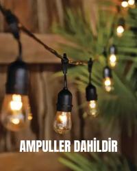 5 Metre 10 Ampullü IP65 Su Geçirmez Eklenebilir Dış Mekan Bahçe Aydınlatma Zinciri E27 Ampuller Dahildir - 3