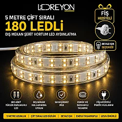 5 Metre 220V IP65 Dış Mekan Çift Sıralı Şerit LED | Su Geçirmez Hortum LED - 1