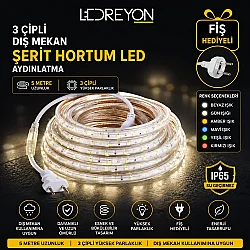 5 Metre 5050 3 Çipli 220V IP65 Dış Mekan Hortum LED | Su Geçirmez Şerit LED - 1