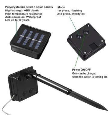 5 Metre Güneş Enerjili Solar Peri İp Led Işık Dış Mekan Bahçe Aydınlatma - 8