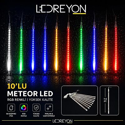 50cm 10'lu Meteor Led Akar Led Çubuk Yılbaşı Aydınlatma Led Işık - 1
