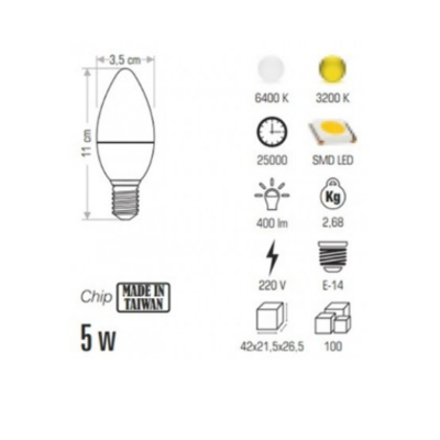 6 Adet 5W Buji Led Ampul - 2