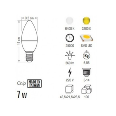 6 Adet 7W Buji Led Ampul - 2