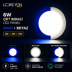 6W Çift Renkli Sıva Altı Yuvarlak Led Panel
