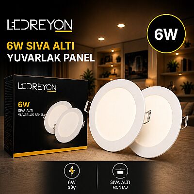 6W Sıva Altı Yuvarlak Slim Kasa Led Panel Armatür - 1
