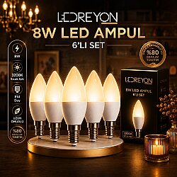 6 Adet 8W Buji Led Ampul | E-14 Duy 8 Watt