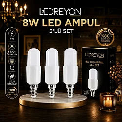6 ADET 8 Watt Buji Led Ampul - E-14 Duylu - - 2