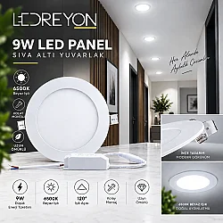 9W Sıva Altı Yuvarlak Slim Kasa Led Panel Armatür