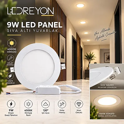 9W Sıva Altı Yuvarlak Slim Kasa Led Panel Armatür - 2