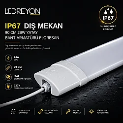 90 cm 28W IP67 LED Bant Armatür (T5 Kasalı) | Su Geçirmez Dış Mekan Floresan
