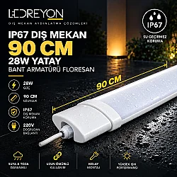 90 cm 28W IP67 LED Bant Armatür (T5 Kasalı) | Su Geçirmez Dış Mekan Floresan