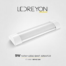 9W Yatay Ledli Bant Armatür CT-2480 Beyaz Işık