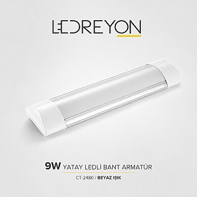 9W Yatay Ledli Bant Armatür CT-2480 Beyaz Işık - 1
