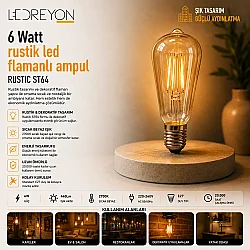 6 Watt Rustik Edison Flamanlı Ampul | E27 Duy