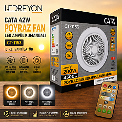 CATA 42W POYRAZ FAN LED AMPÜL KUMANDALI CT-1153 IŞIKLI VANTILATÖR