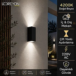 Çift Yönlü LED Dış Mekan Duvar Apliği | Su Geçirmez Bahçe Aydınlatması Siyah Aplik