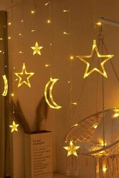 2,5 Metre Ay Yıldızlı Saçak İp Perde Led Işık Yılbaşı Süs Aydınlatma - Thumbnail