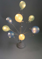 Dekoratif Mavi Balonlu Led Işıklı Balon Ağacı Masa Dekoru Led Masa Lambası - Thumbnail