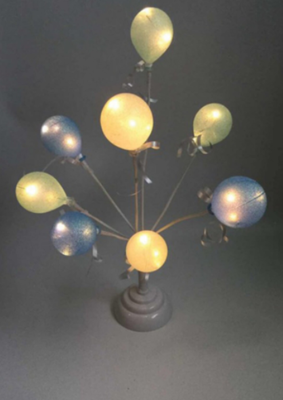 Dekoratif Mavi Balonlu Led Işıklı Balon Ağacı Masa Dekoru Led Masa Lambası