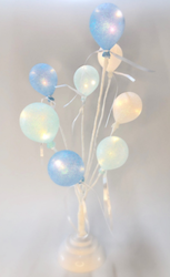 Dekoratif Mavi Balonlu Led Işıklı Balon Ağacı Masa Dekoru Led Masa Lambası - Thumbnail