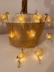 Dekoratif Pilli Gold Flamingo Led Işık Zinciri - Thumbnail