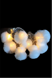 Dekoratif Tüllü Ponpon Led Işık Çiçek Led Işık Zinciri - Thumbnail